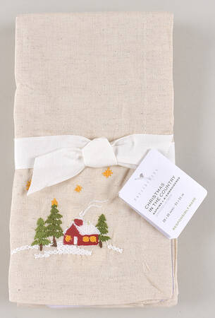 Christmas in the Country 20" Embroidered Linen Napkin - Set of 4