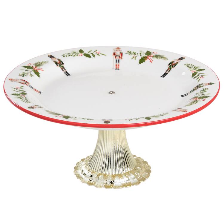 Nutcracker Cake Stand with 4"-5" Metal Pedestal  Hc