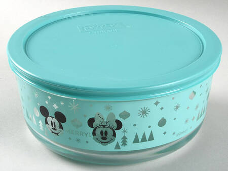 Mickey Mouse Christmas 7" Glassware Storage Bowl & Lid
