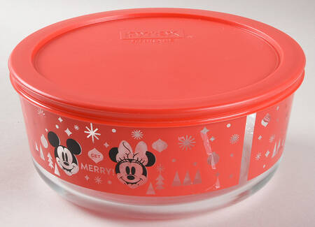 Mickey Mouse Christmas 7" Glassware Storage Bowl & Lid