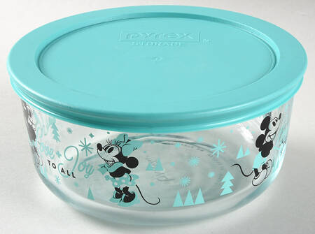 Mickey Mouse Christmas 6" Glassware Storage Bowl & Lid