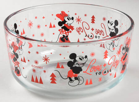 Mickey Mouse Christmas 6" Glassware Storage Bowl No Lid
