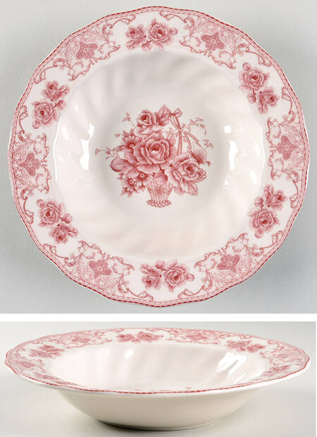Rose Pink Rim Soup Bowl