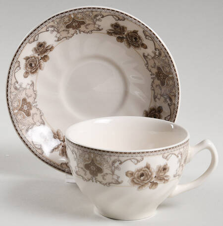 Rose Brown Flat Cup & Saucer Set