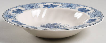 Rose Blue Rim Soup Bowl