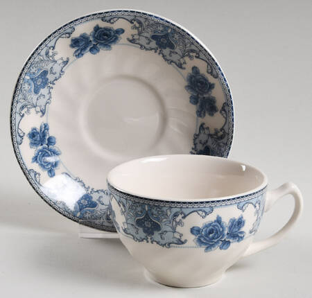 Rose Blue Flat Cup & Saucer Set