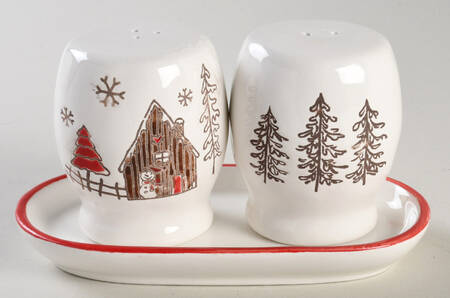 Ski Village (3 Pc) Salt & Pepper Tray Set