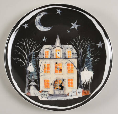 Midnight Haunted House Salad Plate
