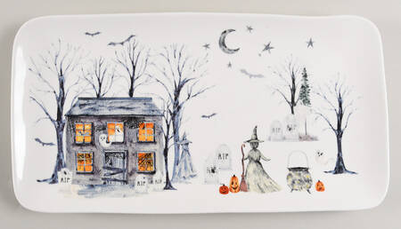 Midnight Haunted House 14" Rectangular Serving Platter