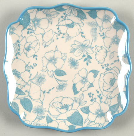 Garden Blossom Blue Square Salad Plate