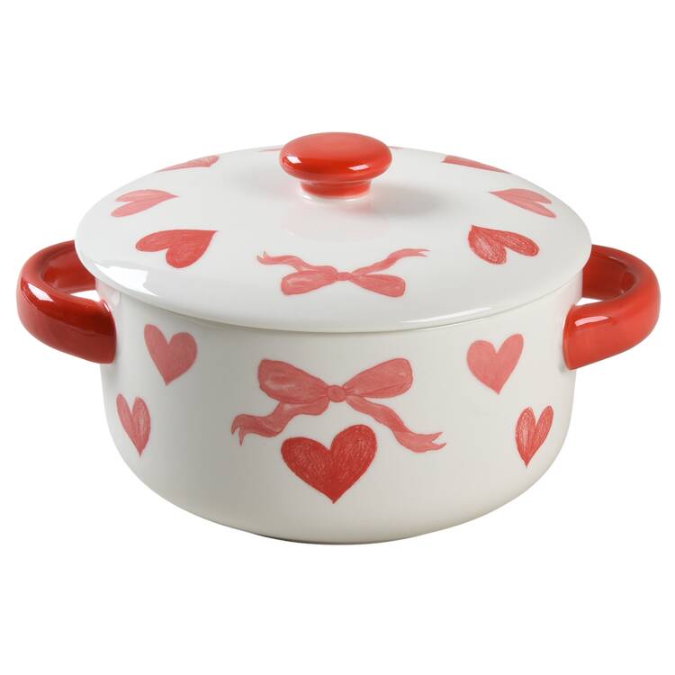 Pink Heart Individual Casserole & Lid by Potter's Studio
