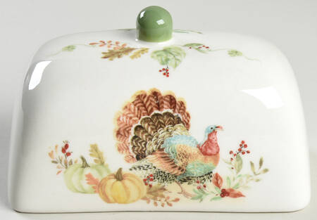Colorful Turkey Lid for Rectangular Butter
