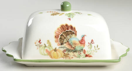 Colorful Turkey Rectangular Covered Butter