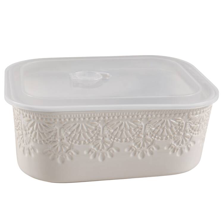 Vintage Lace 8" Rectangular Baker & Plastic Lid by Pioneer Woman