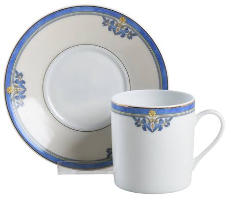 Derby Bleu Flat Cup & Saucer Set