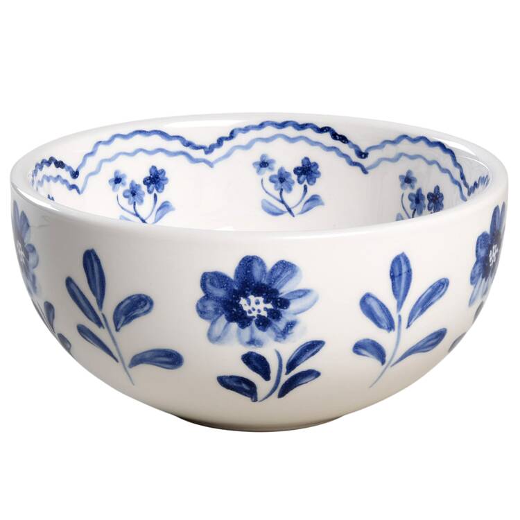 Blue Shade Flower Soup/Cereal Bowl