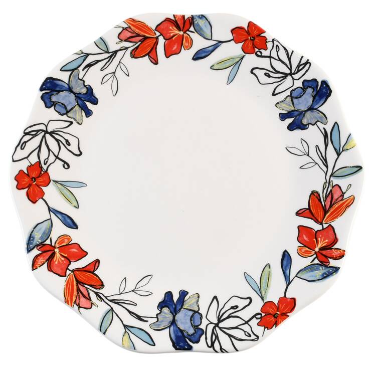 Flower Red Blue Watercolor by Potter's Studio