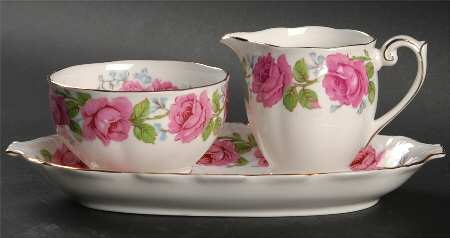 Lady Alexander Rose Mini Creamer & Open Sugar with Tray