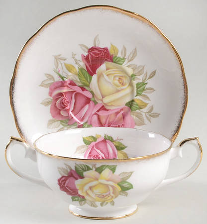 Lady Sylvia Footed Cream Soup Bowl & Saucer Set