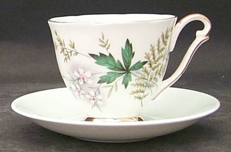 Louise (Green Center) Footed Demitasse Cup & Saucer Set