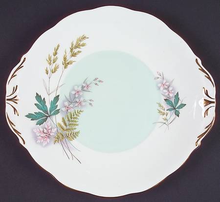 Louise (Green Center) Handled Cake Plate