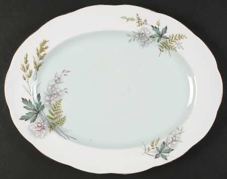 Louise (Green Center) 12" Oval Serving Platter