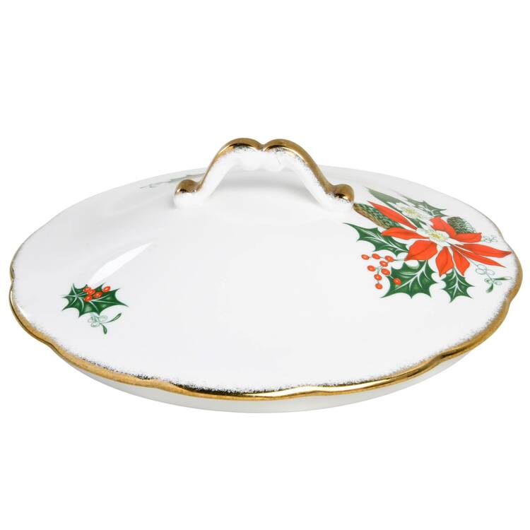 Noel (Gold Trim) Lid for Round Vegetable