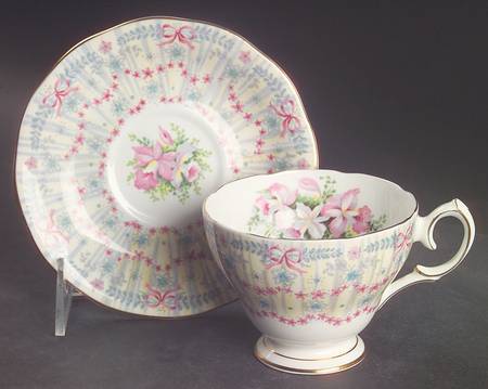 Royal Bridal Gown Footed Cup & Saucer Set