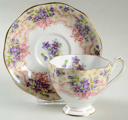 Sweet Violets Footed Cup & Saucer Set