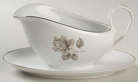Midnight Rose Gravy Boat with Attached Underplate