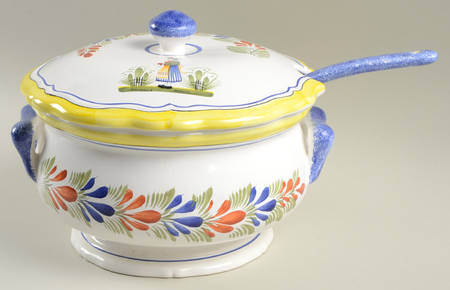 Henriot (Lady Or Man Center) Tureen & Lid W/Ladle