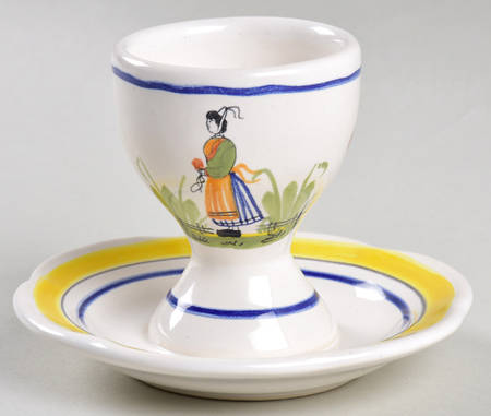 Henriot (Lady Or Man Center) Egg Cup with Attached Underplate