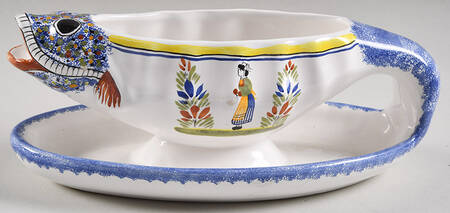 Henriot (Lady Or Man Center) Sauce Boat with Attached Underplate