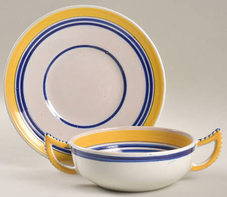 Henriot (Lady Or Man Center) Flat Cream Soup Bowl & Saucer Set
