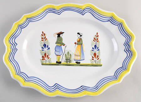 Henriot (Lady Or Man Center) 17" Oval Serving Platter