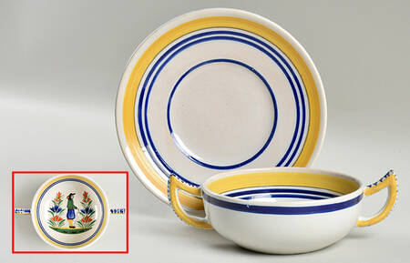 Henriot (Lady Or Man Center) Flat Cream Soup Bowl & Saucer Set