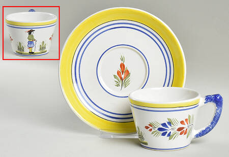 Henriot (Lady Or Man Center) Flat Cup & Saucer Set