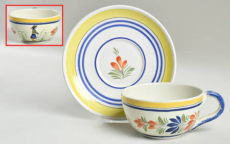 Henriot (Lady Or Man Center) Breakfast Cup & Saucer Set
