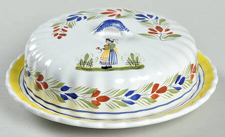 Henriot (Lady Or Man Center) Round Cheese Dish & Lid