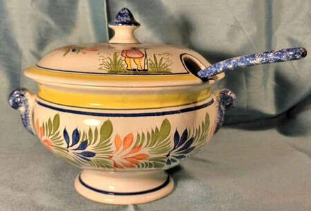 Henriot (Lady Or Man Center) Tureen & Lid with Ladle
