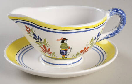 Henriot (Lady Or Man Center) Gravy Boat with Attached Underplate