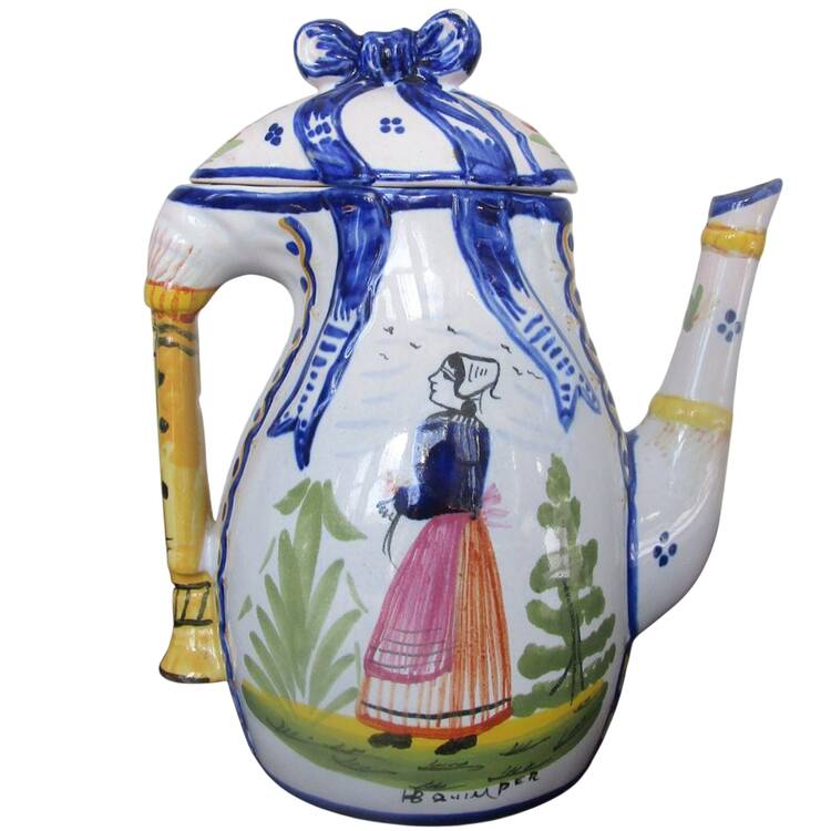 Henriot (Lady Or Man Center) Figural Teapot & Lid
