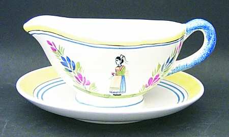 Henriot (Lady Or Man Center) Gravy Boat with Attached Underplate