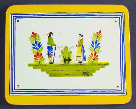 Henriot (Lady Or Man Center) Rectangular Wood Coaster with Felt Back