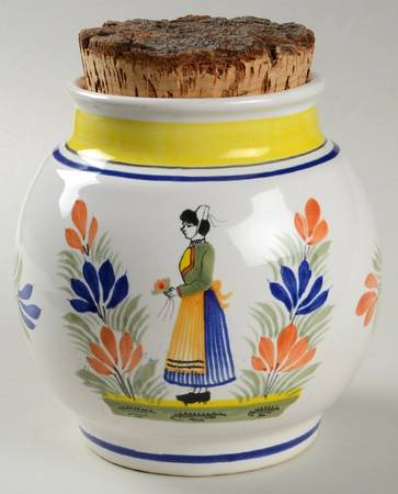 Henriot (Lady Or Man Center) 5" Storage Jar & Lid