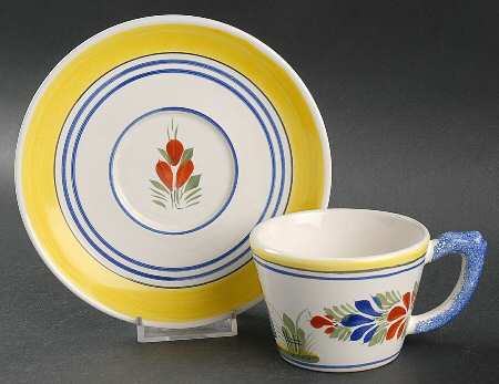 Henriot (Lady Or Man Center) Flat Cup & Saucer Set