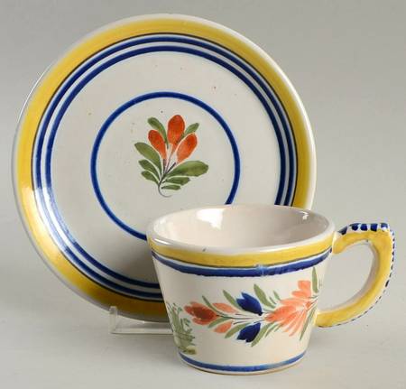 Henriot (Lady Or Man Center) Flat Cup & Saucer Set