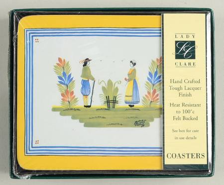 Henriot (Lady Or Man Center) Rectangular Corkback Coaster - Set of 6
