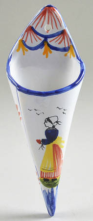 Mistral Blue (Octagonal, Lady Center) 7" Wall Pocket Vase