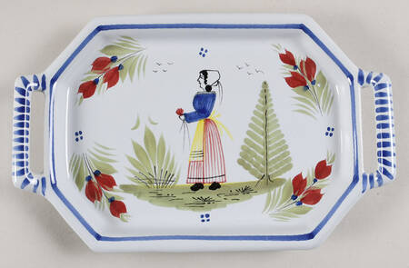 Mistral Blue (Octagonal, Lady Center) 9" Handled Tray